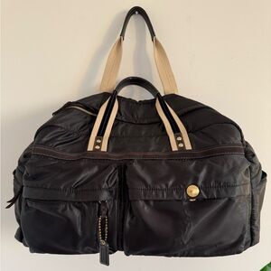 Coach Black Duffel Bag with Tan Handles